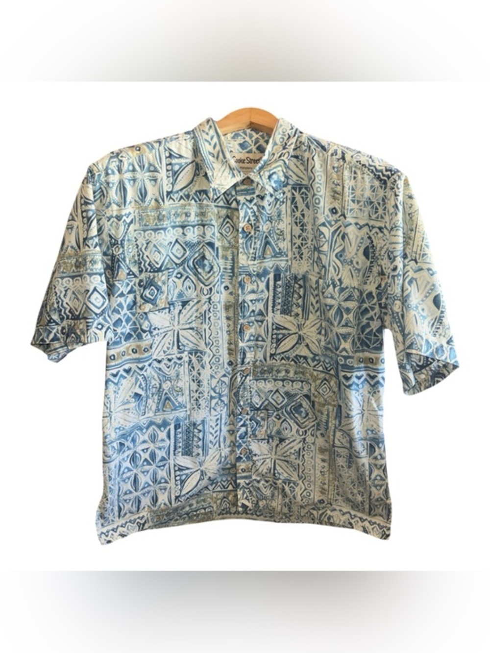 Cooke Street Honolulu Casual Blue Patterned Short-Sleeve Men's Size Large Shirt